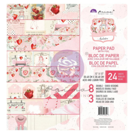 Prima Marketing Double-Sided Paper Pad 12"X12" 24/Pkg Strawberry Milkshake, 8 Foiled Designs  