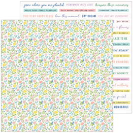 PinkFresh Happy Blooms Double-Sided Cardstock 12"X12" Happy Place  