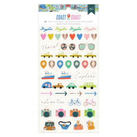 American Crafts Coast-to-Coast Puffy Stickers 47/Pkg Icons  
