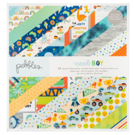 Pebbles Cool Boy 12x12 Inch Paper Pad Silver Foil (24 Sheets)