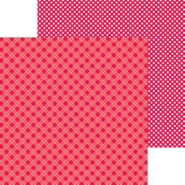 Doodlebug Petite Prints Plaid/Polka Dot Cardstock 12"X12" Ladybug 