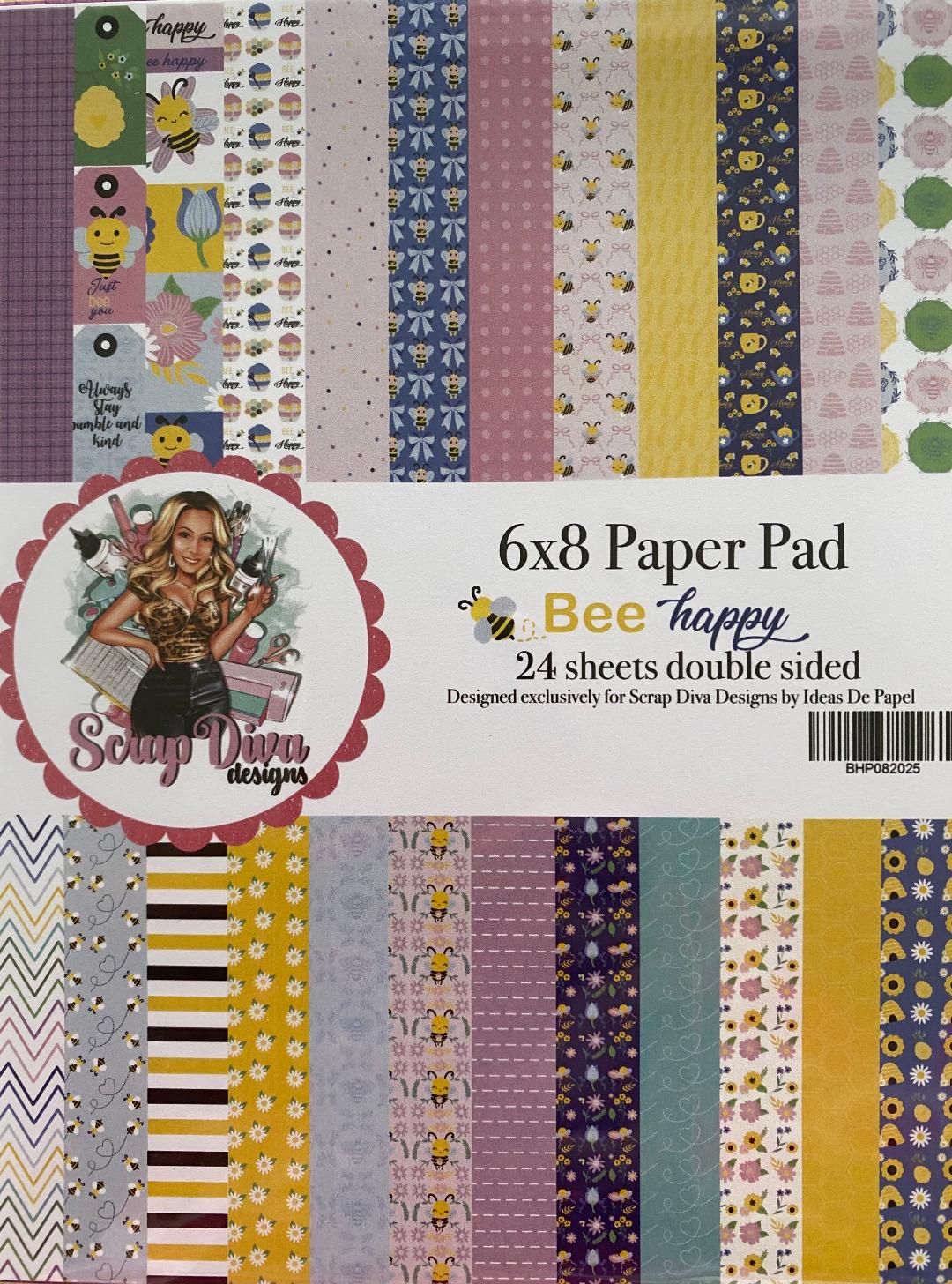 Scrapdiva Bee Happy Paper Pad 6x8
