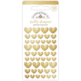 Doodlebug Puffy Stickers 6/Pkg Gold Heart, Hello Again  