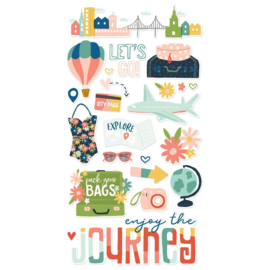 Simple Stories Pack Your Bags Chipboard Stickers 6"X12" PREORDER