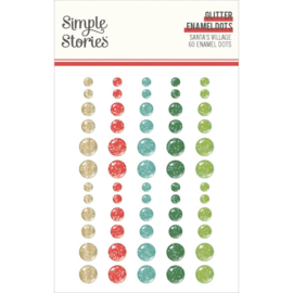 Simple Stories Santa's Village Enamel Dots GLITTER  