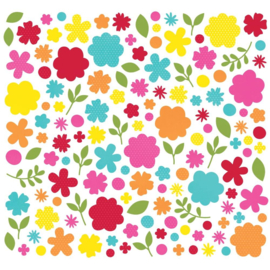 Color Vibe Cardstock Flowers Bits & Pieces 143/Pkg Brights  