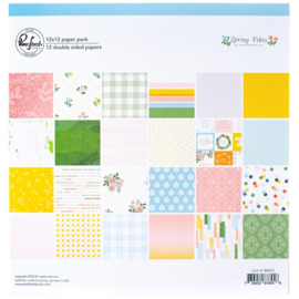 PinkFresh Studio Double-Sided Paper Pack 12"X12" 12/Pkg Spring Vibes, 12 Designs/1 Each