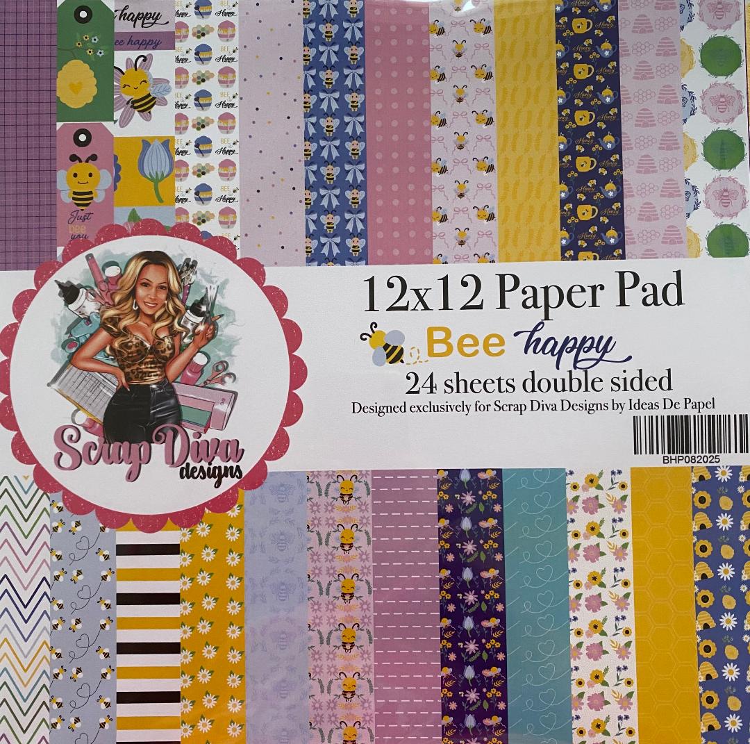 Scrapdiva Bee Happy Paper Pad 12x12