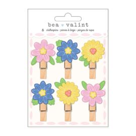 American Crafts Poppy And Pear Clothespins 6/Pkg Flower  