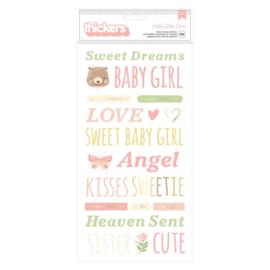 American Crafts Hello Little Girl Thickers Stickers 159/Pkg Phrase  