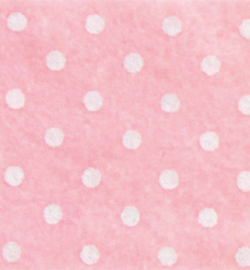 Felt dots, Baby Pink/White 30x40cm - 1mm 100% acryl