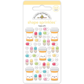 Doodlebug Sprinkles Adhesive Enamel Shapes Happy Pills  