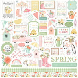 Here Comes Spring Cardstock Stickers 12"X12" Elements