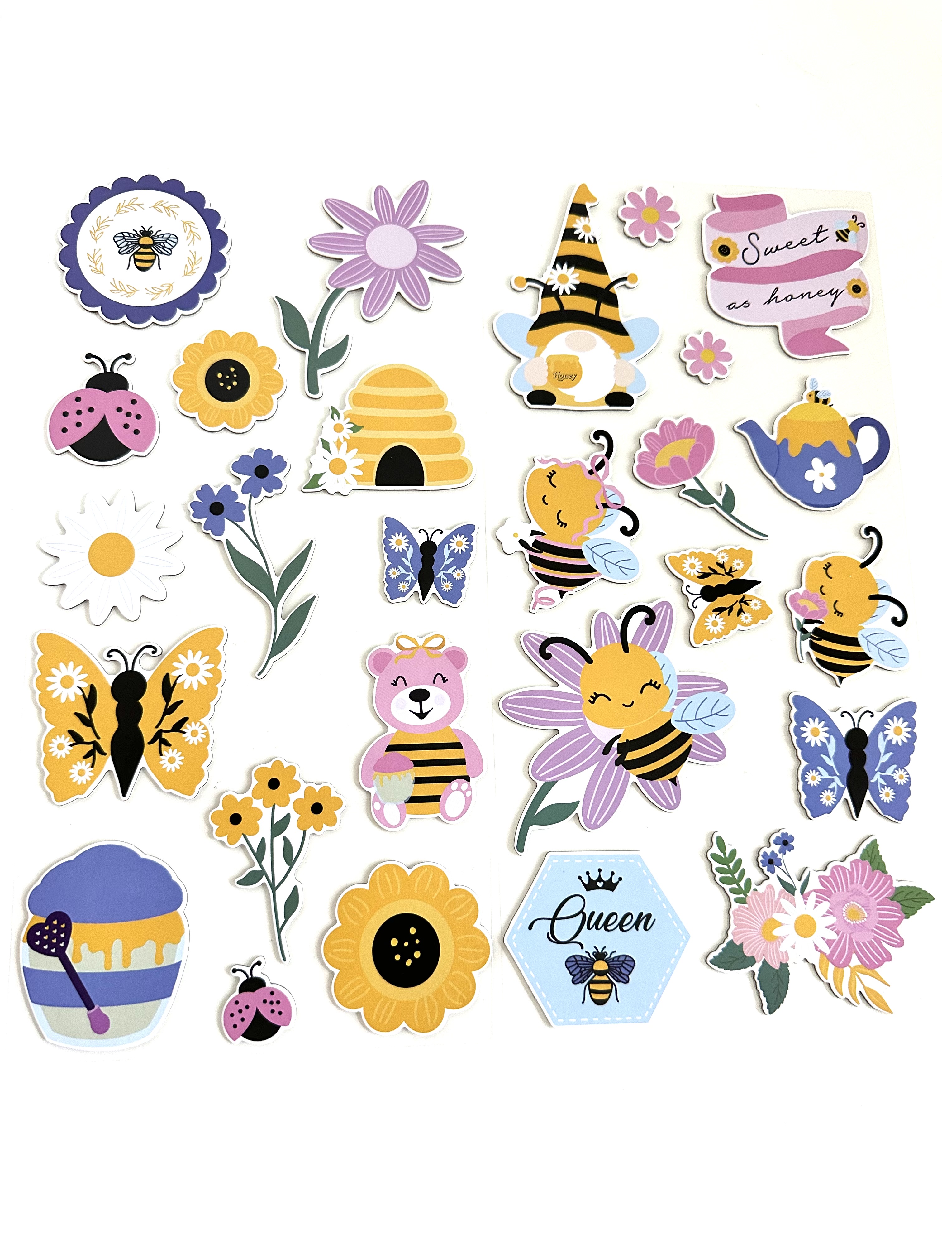 Scrapdiva Bee Happy Chipboard Stickers