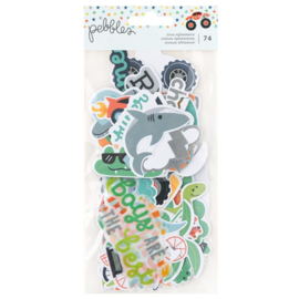 Pebbles Cool Boy Ephemera Die-Cuts 74/Pkg Icons, Silver Foil