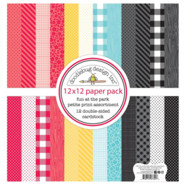 Doodlebug Petite Prints Double-Sided Cardstock 12"X12" 12/Pk Fun At The Park, 12 Designs/1 Each  