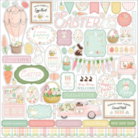 Carta Bella Here Comes Easter Cardstock Stickers 12"X12" Elements