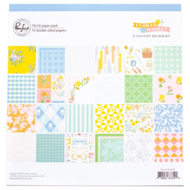 PinkFresh Studio Double-Sided Paper Pack 12"X12" 12/Pkg Flower Market, 12 Designs/1 Each