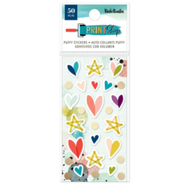 Vicki Boutin Print Shop Mini Puffy Stickers 50/Pkg W/Gold Foil Accents  