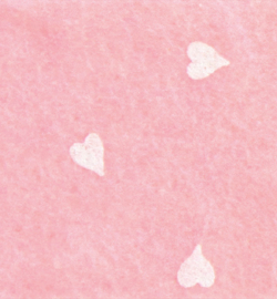Felt hearts, Baby Pink/White 30x40cm - 1mm 100% acryl