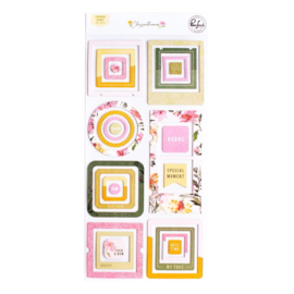 PinkFresh Chipboard Frames Stickers Chrysanthemum  