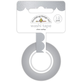 Doodlebug Washi Tape 6/Pkg Silver Scallop, Hello Again  