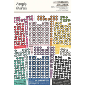 Simple Vintage Essentials Sticker Book 12/Sheets Letters & Labels, Color Palette   