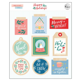 PinkFresh Wood Accent Stickers Happy Holidays PREORDER