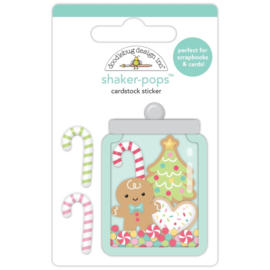 Doodlebug Shaker-Pops 3D Stickers Gingerbread Kisses - Holiday Treats  