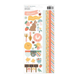 Pebbles Sunny Bloom Cardstock Stickers 6"X12" 77/Pkg Icons, Gold Foil  