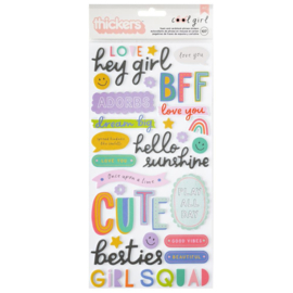 Pebbles Cool Girl Thickers Stickers 107/Pkg Phrase