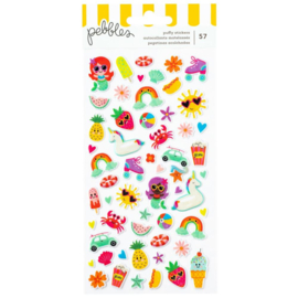 Pebbles Fun In The Sun Puffy Stickers 57/Pkg Glossy Icons