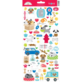 Doodlebug Cardstock Stickers 6"X13" Doggone Cute Icons  