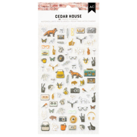 American Crafts Cedar House Puffy Stickers 81/Pkg Icons, Gold Foil  