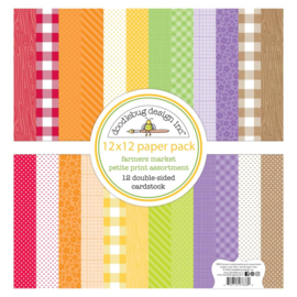 Doodlebug Petite Prints Double-Sided Cardstock 12"X12" 12/Pk Farmers Market, 12 Designs/1 Each 