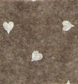 Felt hearts, Brown melange/White 30x40cm - 1mm 100% acryl
