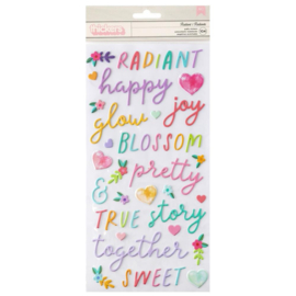 Paige Evans Blooming Wild Thickers Stickers 49/Pkg Radiant Phrase/Foam & Cardstock