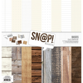 Simple Stories Double-Sided Paper Pack 12"X12" 8/Pkg Sn@p! Wood & Notebook Basics, 8 Des/1 Ea
