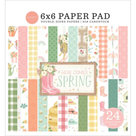 Carta Bella Double-Sided Paper Pad 6"X6" 24/Pkg Here Comes Spring