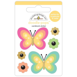 Doodlebug Doodle-Pops 3D Stickers 12/Pkg Fancy Flutters, Hello Again  