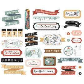 Echo Park Cardstock Ephemera 33/Pkg Titles & Phrases, Let's Take The Trip