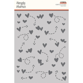 Simple Stories Pack Your Bags Stencil 6"X8" Hearts & Stitches PREORDER