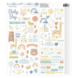 American Crafts Cardstock Stickers 6"X12" 91/Pkg Hello Little Boy  