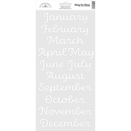 Doodlebug Day To Day Calendar Months Cardstock Stickers 6"X13" White  