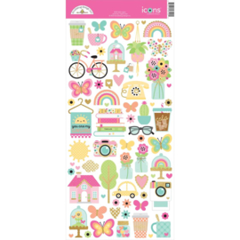 Doodlebug Cardstock Stickers 12/Pkg Icons, Hello Again  