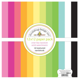 Doodlebug Textured Double-Sided Cardstock 12"X12" 12/Pkg Over The Rainbow  