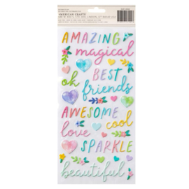 Paige Evans Blooming Wild Thickers Stickers 49/Pkg Radiant Phrase/Foam & Cardstock