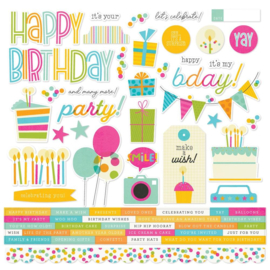 Simple Stories Birthday Cardstock Stickers 12"X12"  