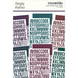 Simple Stories Color Vibe Alpha Sticker Book 12/Sheets Darks, 1758/Pkg  