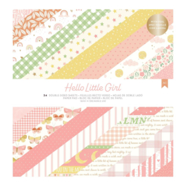 American Crafts Double-Sided Paper Pad 12"X12" 24/Pkg Gold Foil, Hello Little Girl